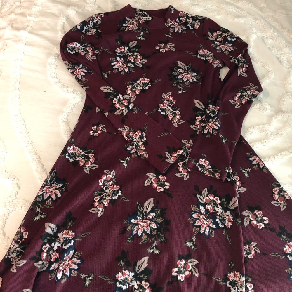 Lush turtle neck floral print dress